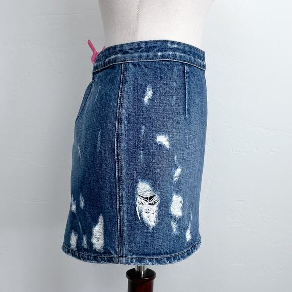 Lovers + Friends Ryder Distressed Las Palmas Denim Mini Skirt - Picture 5 of 10